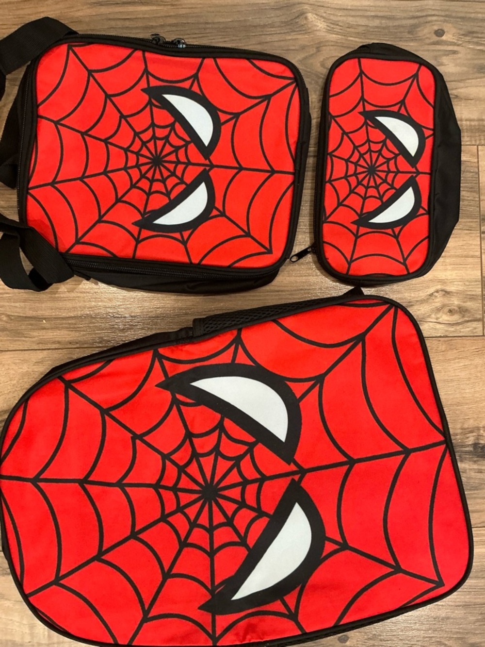 Spider Web 3Pc Backpack Lunch Bag Pencil Case School Set Red Black Kids New